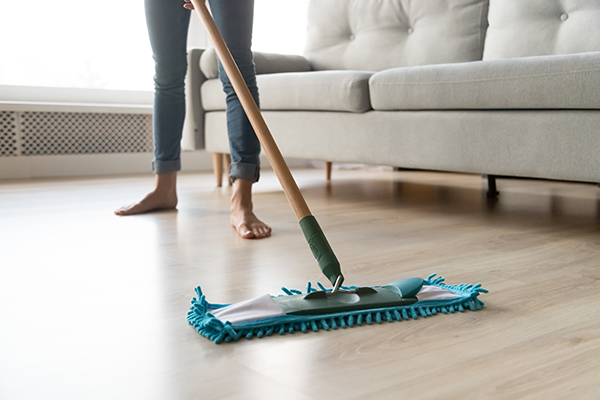 Mopping the floor.